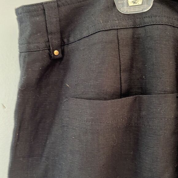 100% Linen black cropped pants Jones New York - Capri Pants Size 14 - Picture 6 of 8